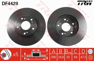 ДИСКИ ТОРМОЗНЫЕ ТОРМОЗНЫЕ ПЕРЕД TRW DF4429