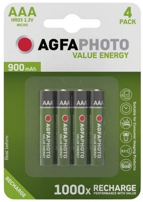 4x Akumulator AgfaPhoto AAA 900mAh R3 NI-MH +box
