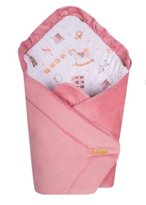 Rożek niemowlęcy becik dla dziewczynki różowy myBaby VELVET bawełna 100%