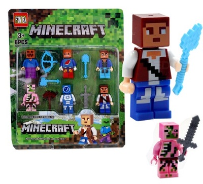 KLOCKI mini FIGURKI MINECRAFT 6 sztuk + Nowa Seria Z