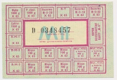 7572. PRL Kartka żywnościowa 1983 Październik MII