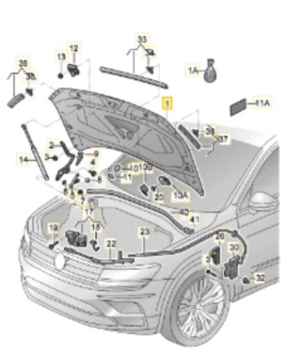 Оригинальный номер vw 5nn823031b капот крышка передняя vw tiguan allspace фото №1