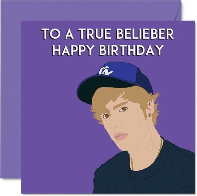 Zabawne kartki urodzinowe dla niej kobiet - Dzień Belieber Justin Bieber -