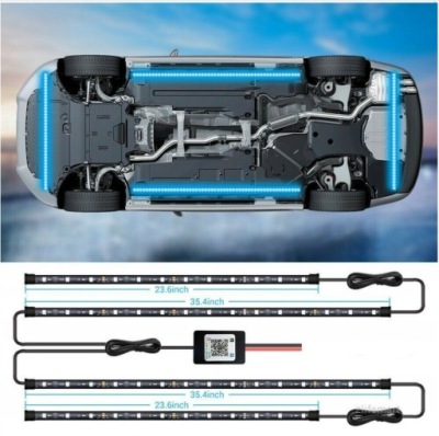 OŚWIETLENIE PODWOZIA POD SAMOCHÓD LED RGB NEON 2x60 + 2x90 APP BLUETOOTH