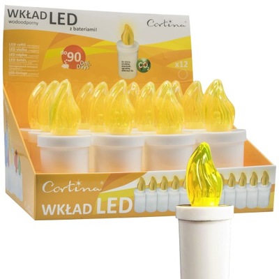 CORTINA elektryczny wkład LED MINOR w kolorze żółtym na baterie 12 sztuk