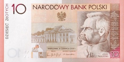 Banknot - 10 zł 2008 - Piłsudski - Niepodległość