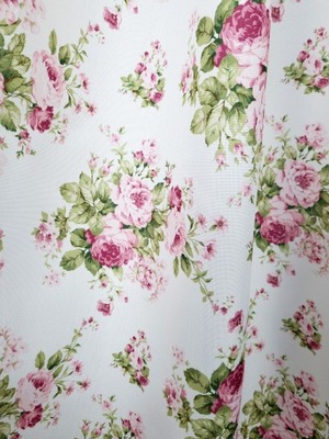 Tkanina poliester biały, fiolety, róże, szarości, wielokolorowy, zielenie, żółcie 159 g/m² szer. 150 cm
