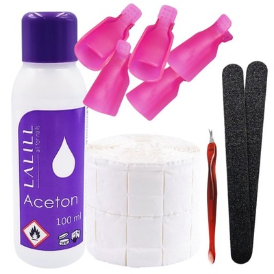 Aceton + Akcesoria do usuwania hybryd