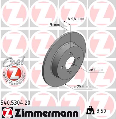 ZIMMERMANN 540.5304.20 DISKU STABDŽIŲ 