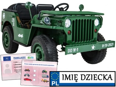 AUTO DLA DZIECI WOJSKOWE 3 osobowe SCHOWKI PILOT bagażnik JEEP