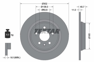 DISCS BRAKE REAR TEXTAR 92162903  