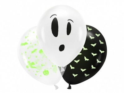 BALONY ŚWIECĄCE W ŚWIETLE UV BOO! HALLOWEEN 3szt