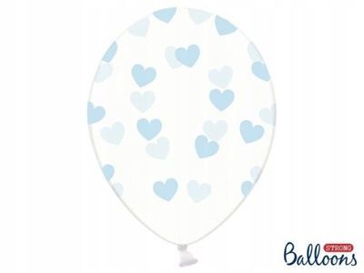 Balony Urodziny 30cm Serduszka Niebieskie 6szt