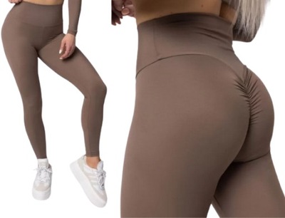 Legginsy sportowe damskie PUSH UP marszczenia SIŁOWNIA KOLORY S/M