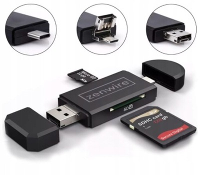Czytnik Kart Pamięci SD MicroSD Pendrive TF USB 3.0 USB-C OTG Adapter 5Gb/s