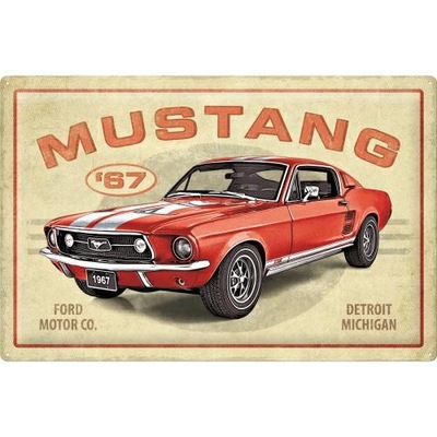 PLACA SZYLD FORD MUSTANG GT RED 40X60 NOSTALGIC 24017  