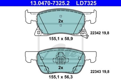 ATE 13.0470-7325.2 КОЛОДКИ КЕРАМИЧЕСКИЕ ПЕРЕД OPEL ASTRA K 1,0-1,6 15-