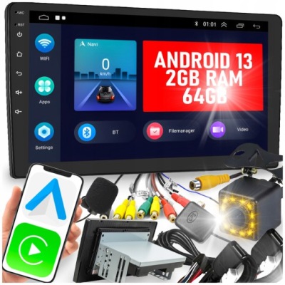 RADIO SAMOCHODOWE 1 DIN ANDROID AUTO CARPLAY MIRROR LINK 2GB/64GB RDS 10”