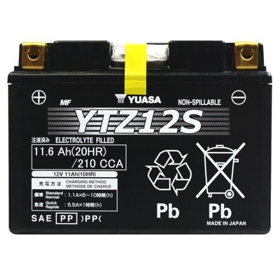 YUASA YTZ12S 11,6AH 210A BATTERY FOR MOTORCYCLE  
