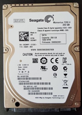 Dysk Seagate momentus 2,5" 250GB GB 7200