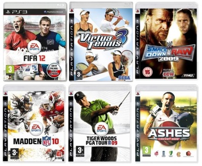 Zestaw Gier Sportowych FIFA / Virtua Tennis / SmackDown / NFL PS3 6-GIER