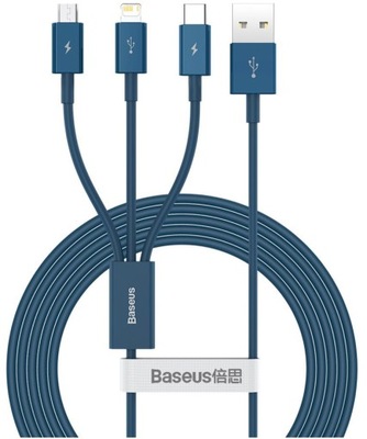 BASEUS SUPERIOR 3w1 KABEL UNIWERSALNY 1,5m USB C LIGHTNING micro USB