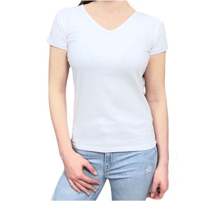 T-shirt damski klasyczny krótki rękaw biały M