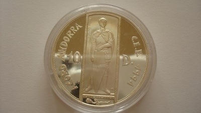 10 DINARS ANDORA 1993 ŚWIĘTY JERZY SREBRO 925 Oz