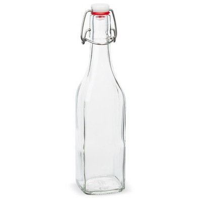 Butelka szklana kwadratowa 500 ml z klipsem - na sok, nalewkę, oliwę, olej
