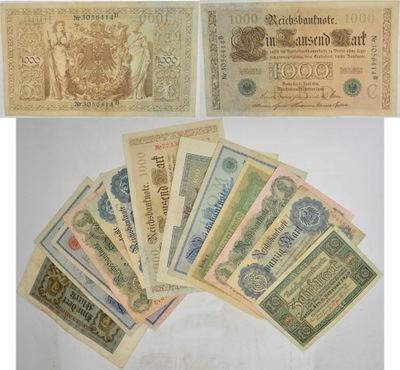 1.gp.Zest.Niemcy, Banknoty szt.14, St.3+