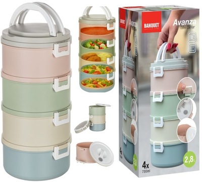 Menażka czworak obiadowa 4x700ml pojemnik na żywność lunch box do pracy