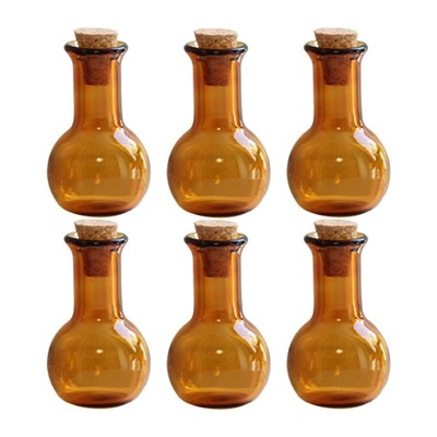 6x Mini szklane butelki z korkiem Tawny