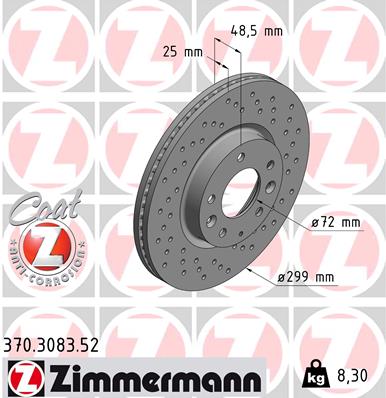 ZIMMERMANN 370.3083.52 ДИСК ТОРМОЗНОЙ