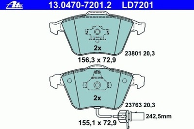 КОЛОДКИ ПЕРЕД ATE AUDI A4 00-, AUDI A6 04-,AUDI A8