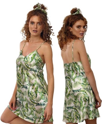 DKAREN Koszulka satynowa FLOWERS HK011 *XL*zielona