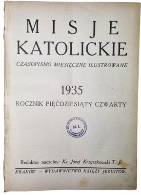 Czasopismo Misje Katolickie 1935