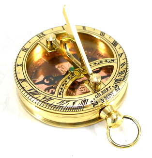 Mosiężny zegar słoneczny z kompasem z otwieraną po