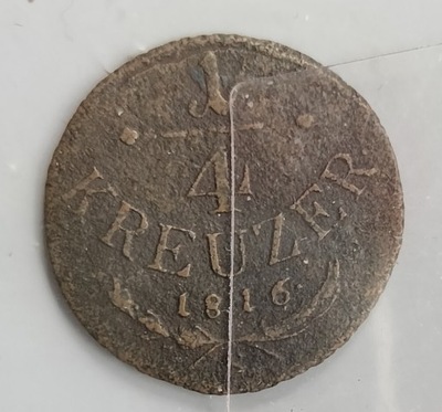 moneta Austria ein 1/4 kreuzer 1816