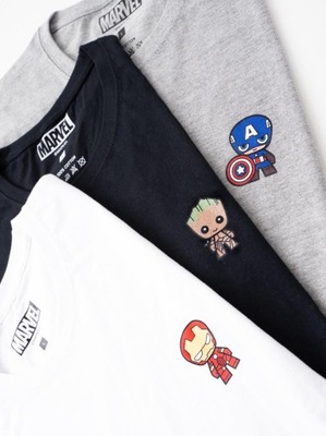 KOSZULKI 3 ZESTAW T-SHIRT MARVEL Czarna Biała XXL