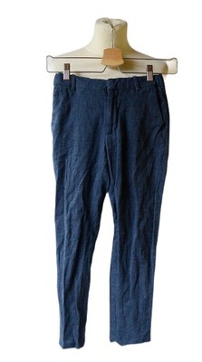 Spodnie H&M Granatowe Len Lniane 146 11 Slim Fit