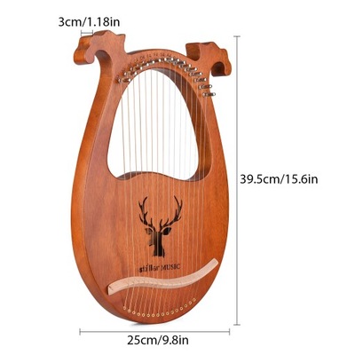 16 strun Lyre Harp Wzór łosia z litego drewnianego instrumentu JA