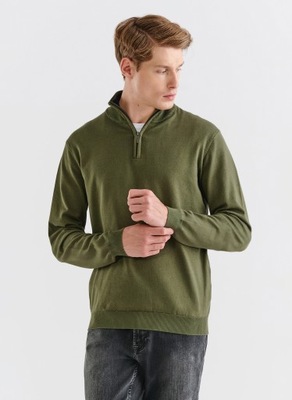 Zielony sweter z zapinaną stójką PAKO LORENTE 3XL