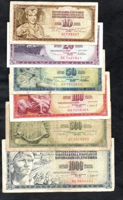 ZESTAW BANKNOTÓW JUGOSŁAWIA - 6 sztuk - zestaw 3