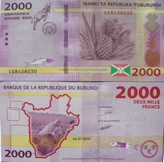 Banknot 2000 franków 2018 ( Burundi ) - UNC
