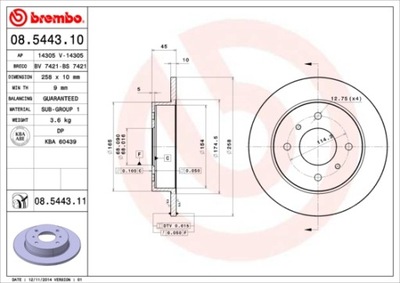 DISCS BRAKE REAR BREMBO 08.5443.11 08544311  