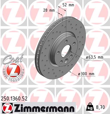 ZIMMERMANN 250.1360.52 DISCO DE FRENADO  