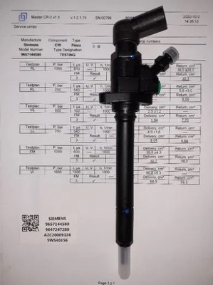 ФОРСУНКА SIEMENS 9657144580 ГАРАНТІЯ WYDRUK