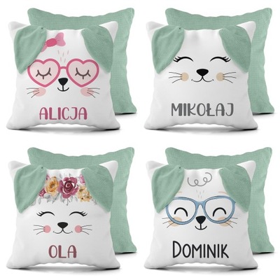 PODUSZKA DLA DZIECI POSZEWKA DO PRZEDSZKOLA ŻŁOBKA JASIEK 40x40 Z IMIENIEM