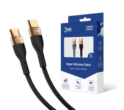 Kabel Przewód 3mk USB-C - USB-C 2m 100W Czarny