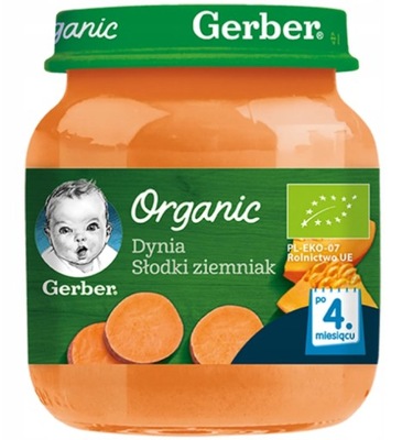 Gerber Organic Danie Obiadek Dynia Słodki Ziemniak po 4 miesiącu 125g